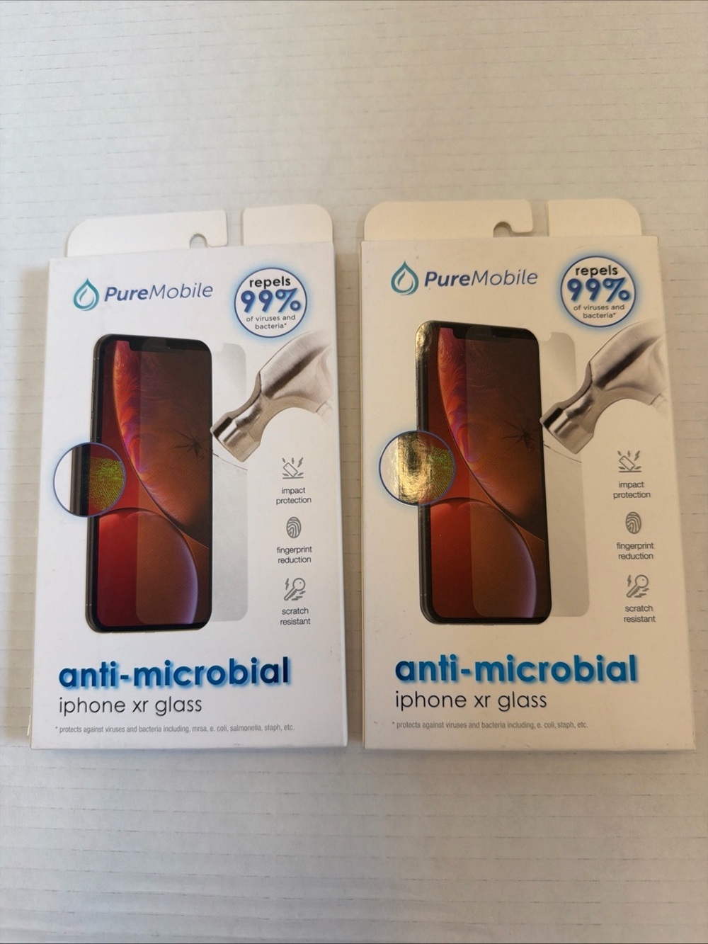 Lot of (2) PureMobile Anti-microbial invisible shield Glass iPhone XR NEW